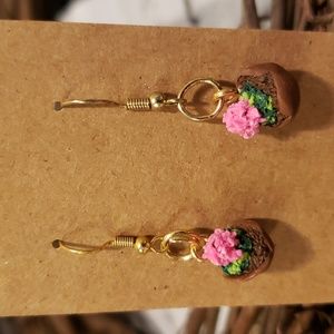 New handmade Flower in a pot earring